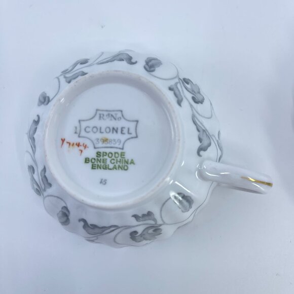 •spode colonel gray bone china cups and saucers set of 3 floral garland gold tri - Picture 5 of 9